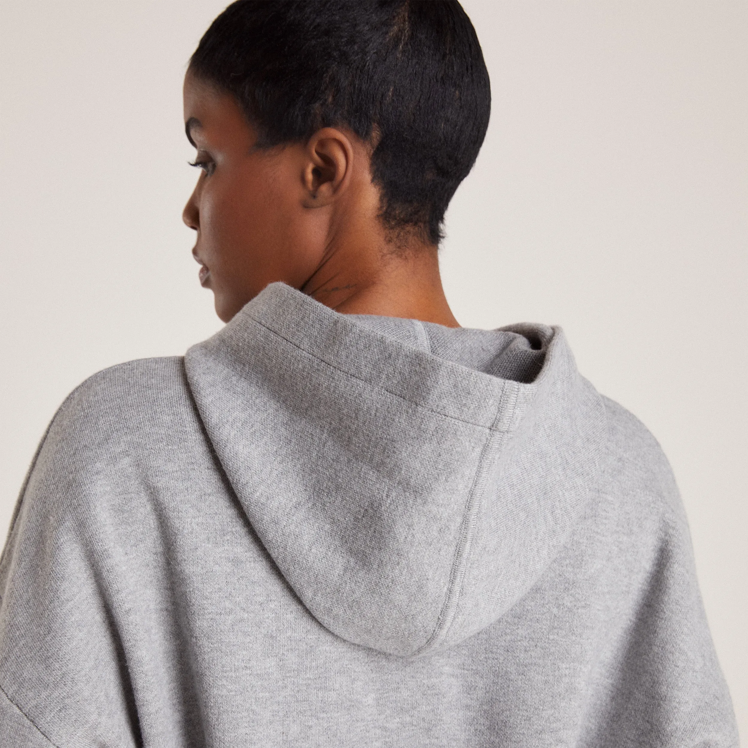 Knitted Lounge Hoodie - Grey Marl