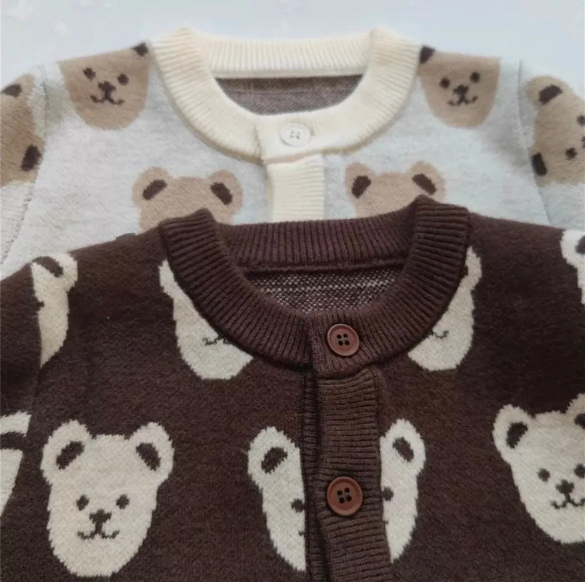 Knitted Teddy Bear Cardigan - Chocolate