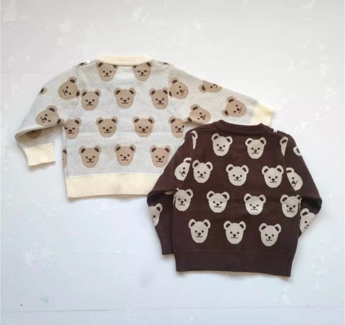 Knitted Teddy Bear Cardigan - Chocolate