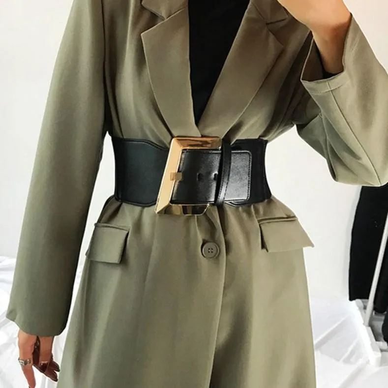 Ladies Fashion Geometric Elastic Waist Belt Coat Skirt Exaggerated Belt