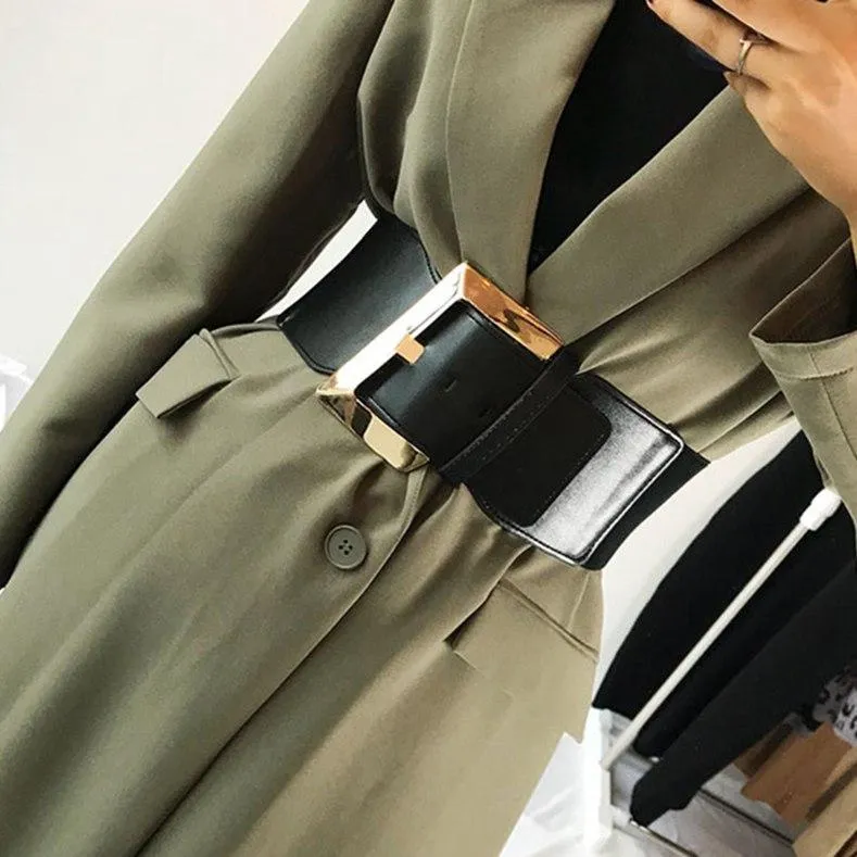 Ladies Fashion Geometric Elastic Waist Belt Coat Skirt Exaggerated Belt