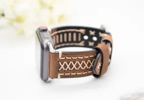 Leather Stitched Apple Watch Band