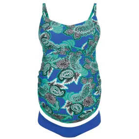 Lelepa Ocean Blue Maternity Tankini Swimsuit Set - Anita