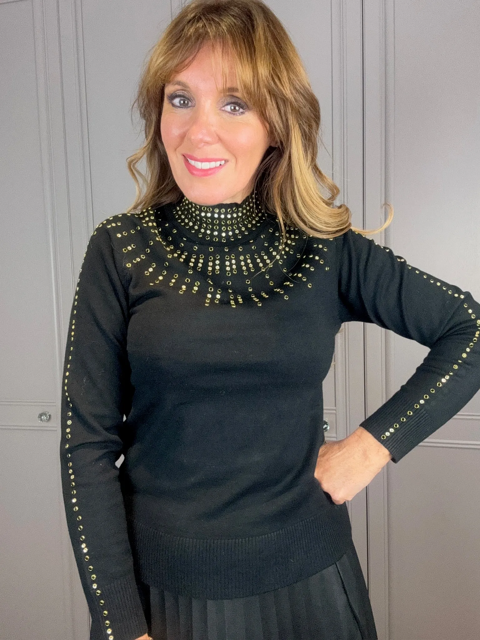 Leo & Ugo Black Jumper with gold detail