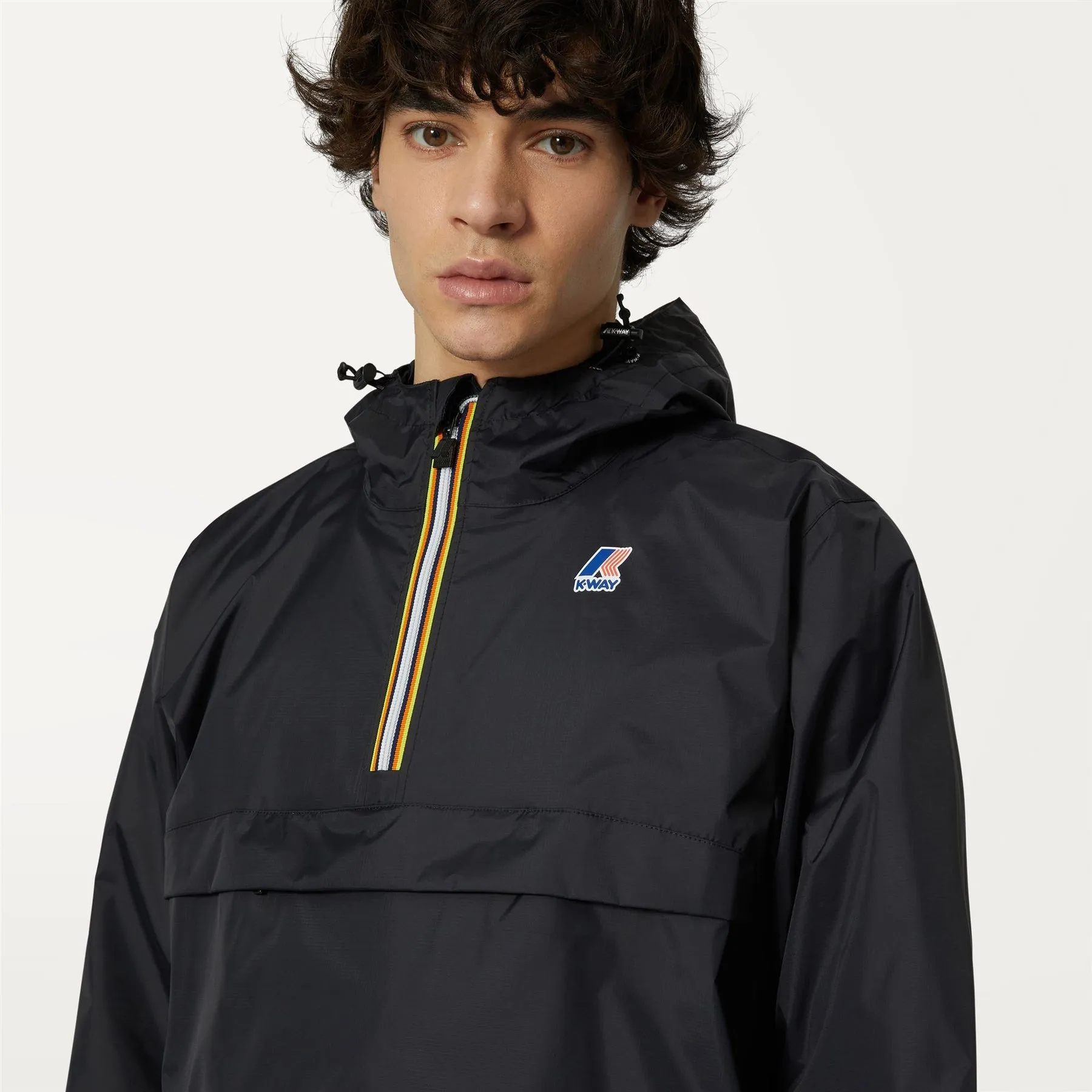 Leon - Packable Quarter Zip Rain Jacket in Black Pure