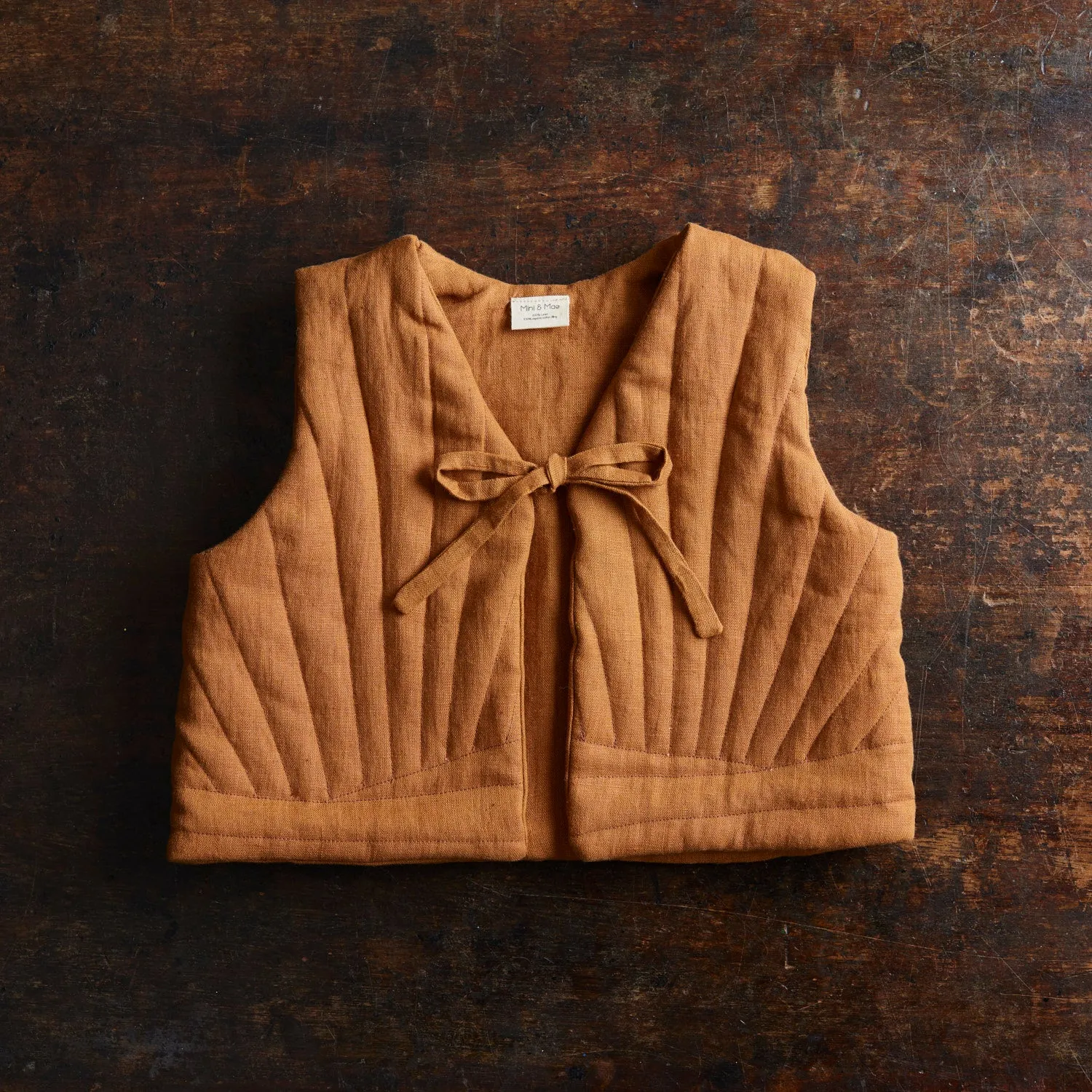 Linen Quilted Vest - Rust