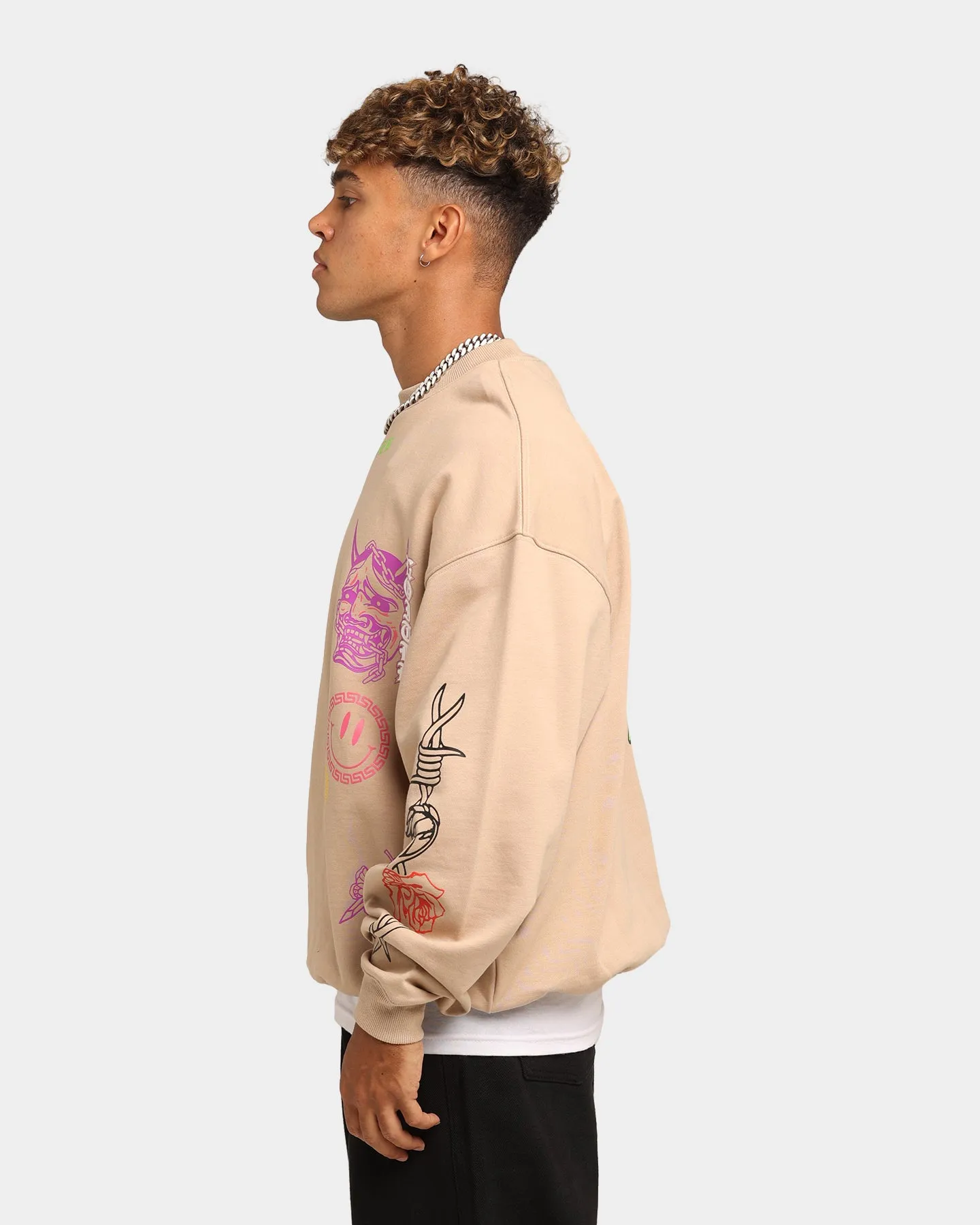 Loiter Hydra Multi Logo Crewneck Tan