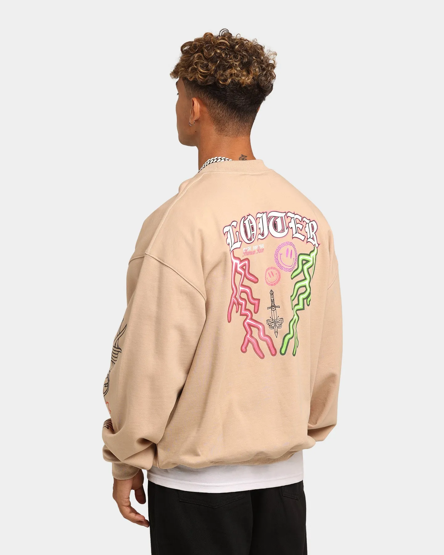 Loiter Hydra Multi Logo Crewneck Tan