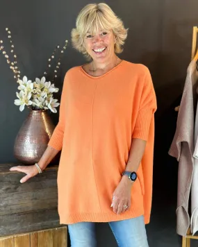 Longline Slouchy Jumper - Soft Orange