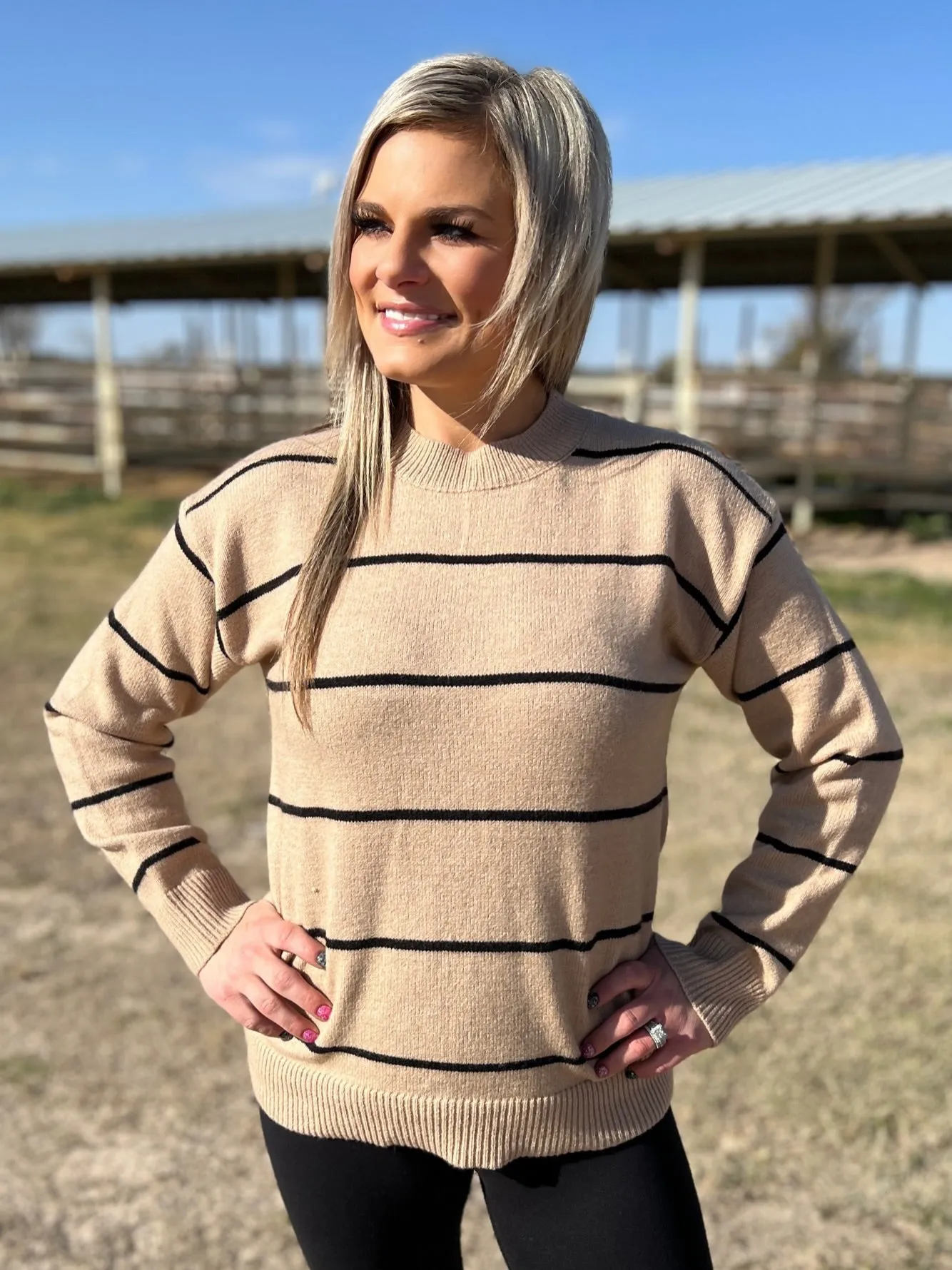 Loose Fit Stripe Sweater Top - 3 Colors