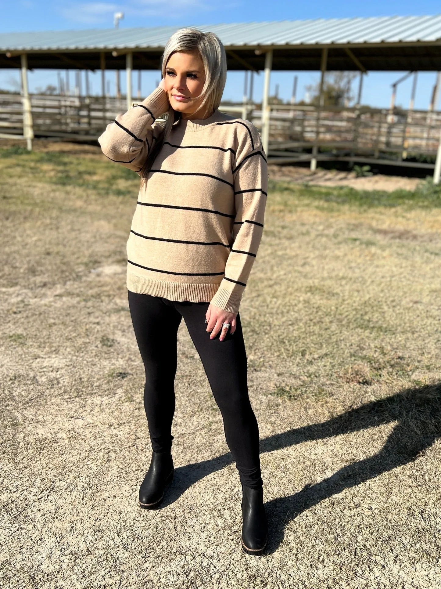 Loose Fit Stripe Sweater Top - 3 Colors