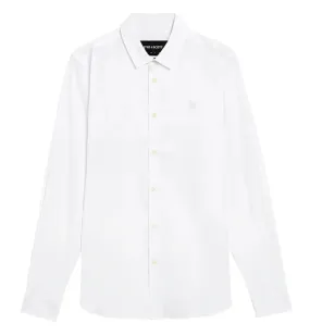 Lyle and Scott Mens Long Sleeve Slim Fit Poplin Tonal Eagle Shirt White