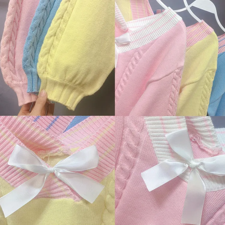 Macaron Colored Crop Top Sweater