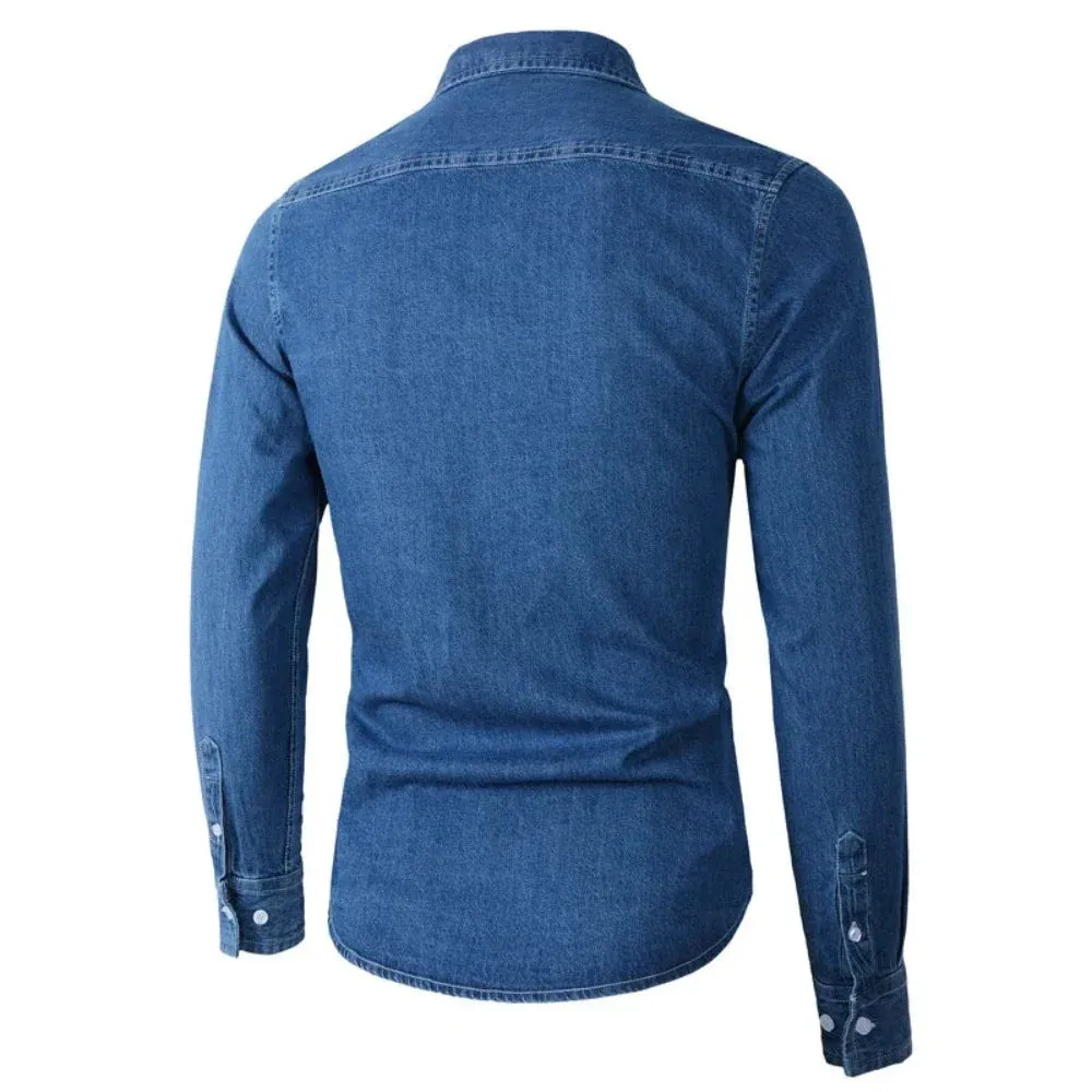 Mens Denim Pocket Long Sleeve Shirt (3 Colors)