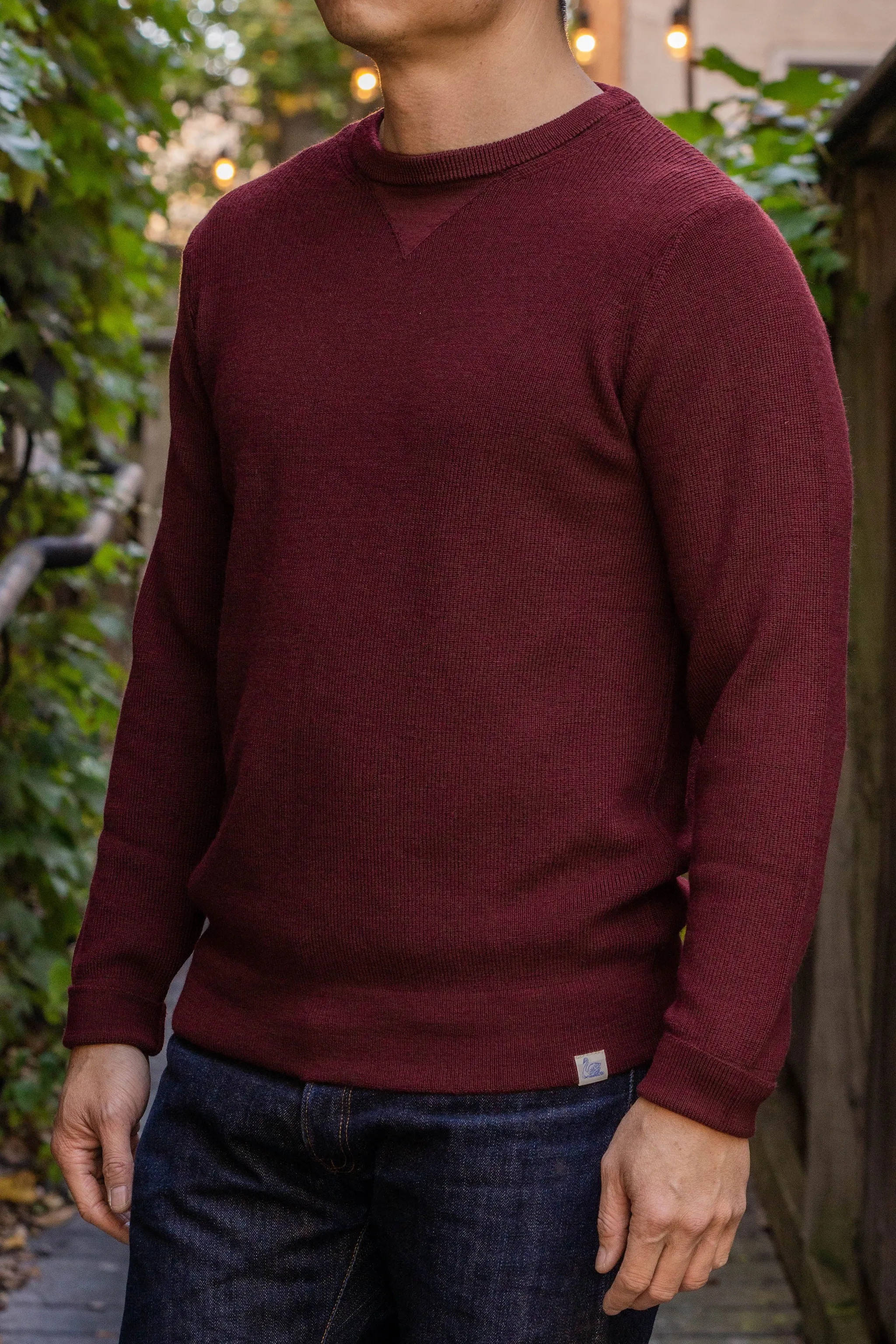 Merz b. Schwanen MWCC01 Pullover Merino Ribbed Structure - Burgundy