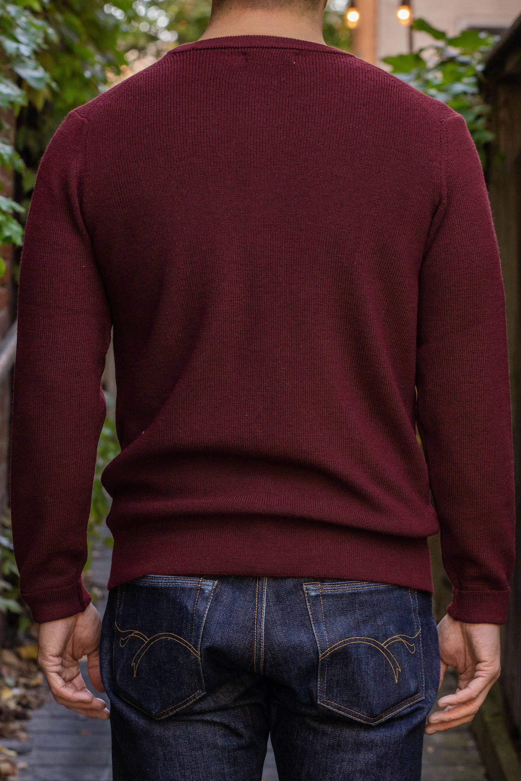 Merz b. Schwanen MWCC01 Pullover Merino Ribbed Structure - Burgundy