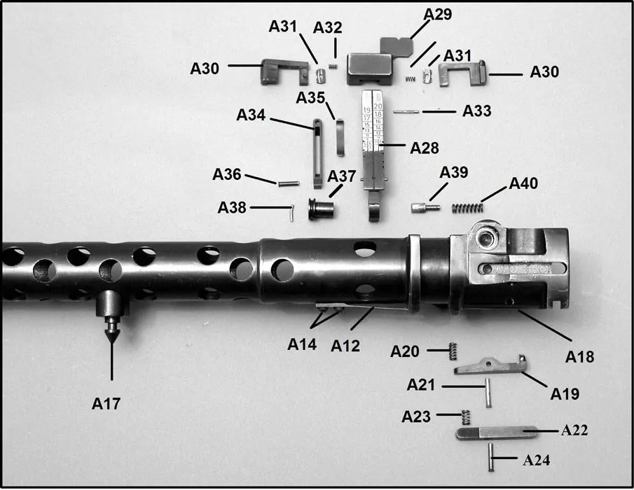 MG 34 Bipod Retaining Spring Screws: A14