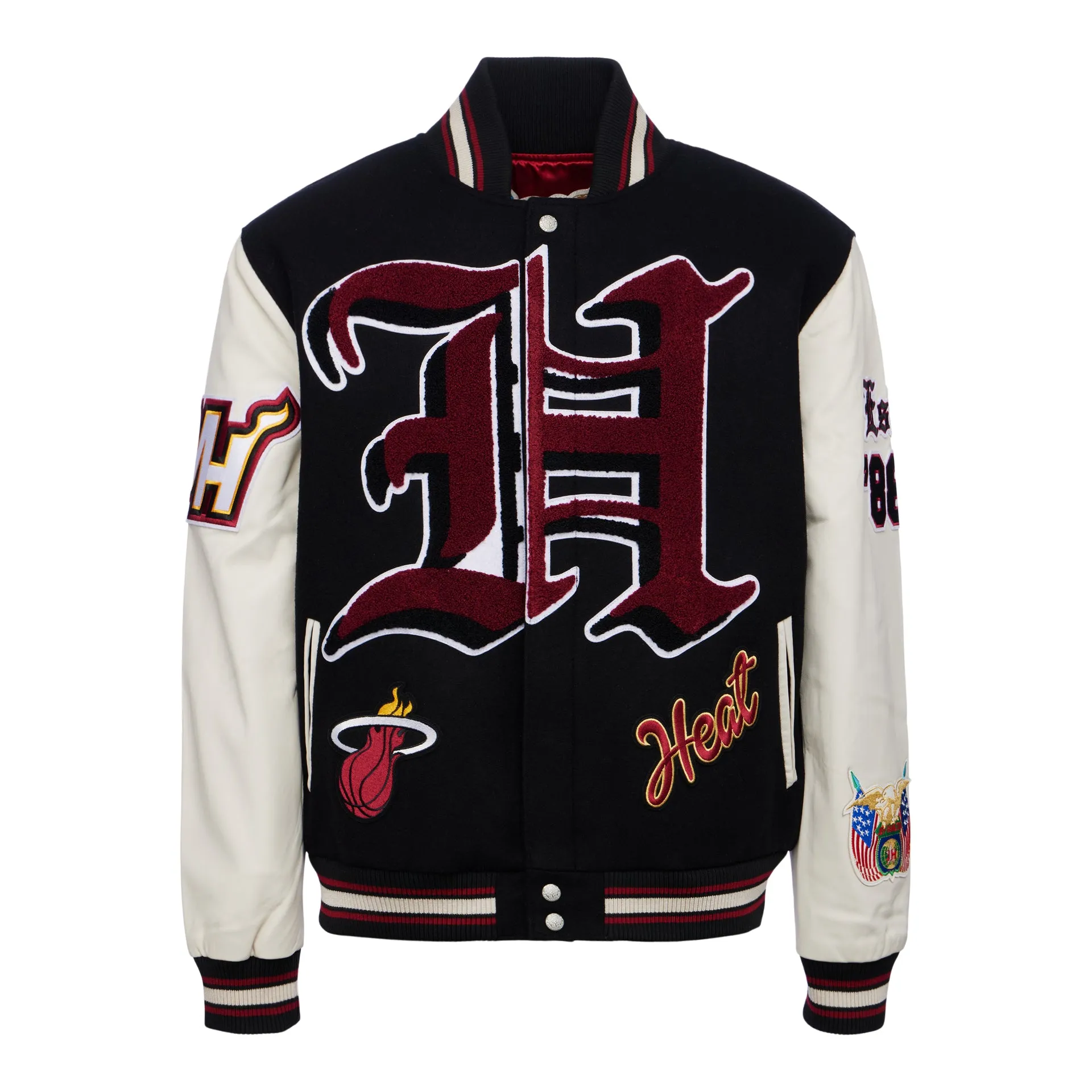 MIAMI HEAT WOOL & LEATHER VARSITY JACKET