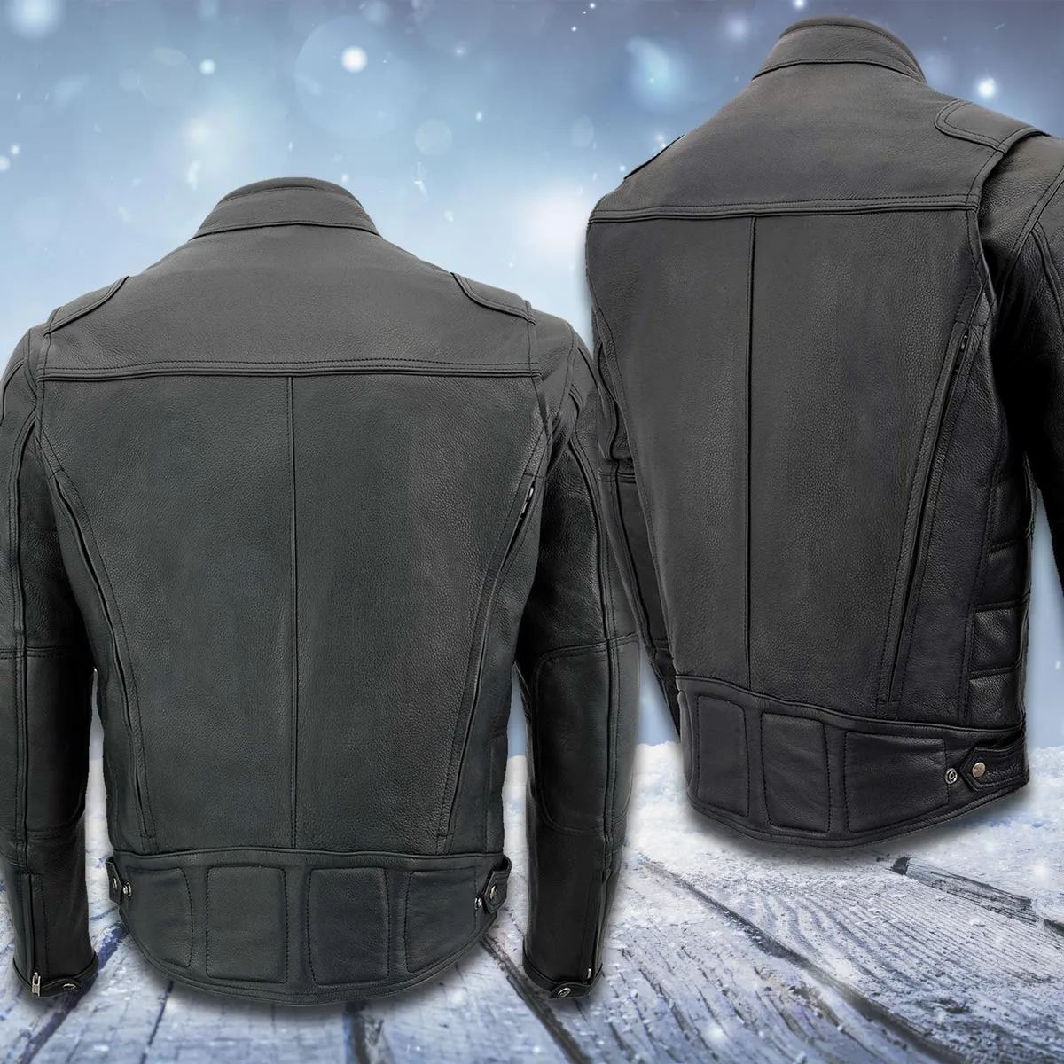 Milwaukee Leather Heated Jacket for Men's Black Cowhide Leather - Motorcycle Vented Jacket for All Seasons MLM1513