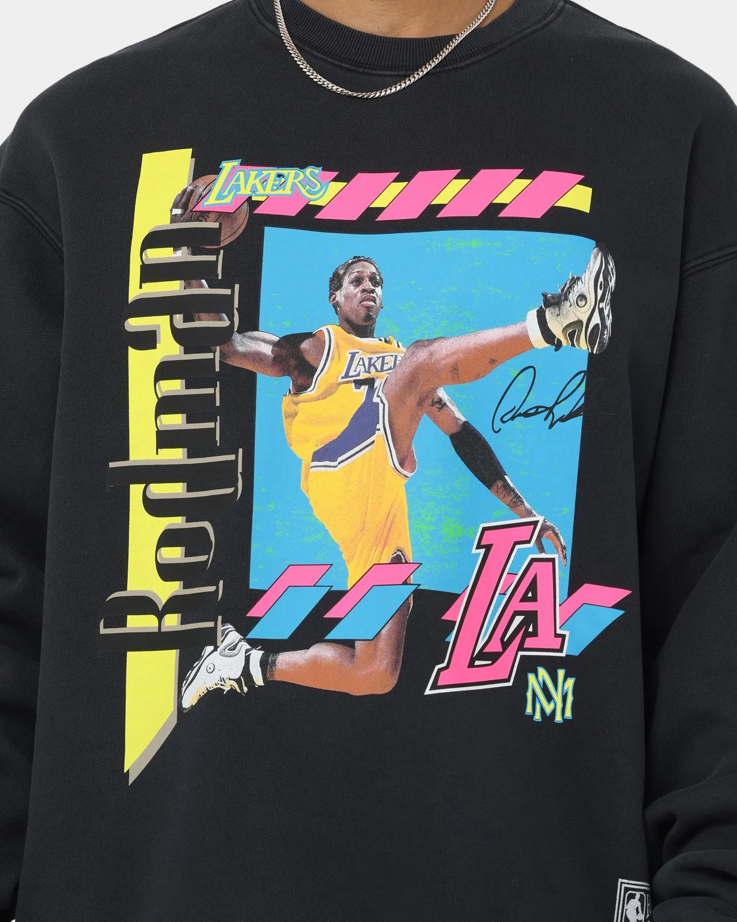 Mitchell & Ness Dennis Rodman Los Angeles Lakers Player Vibes Crewneck Faded Black