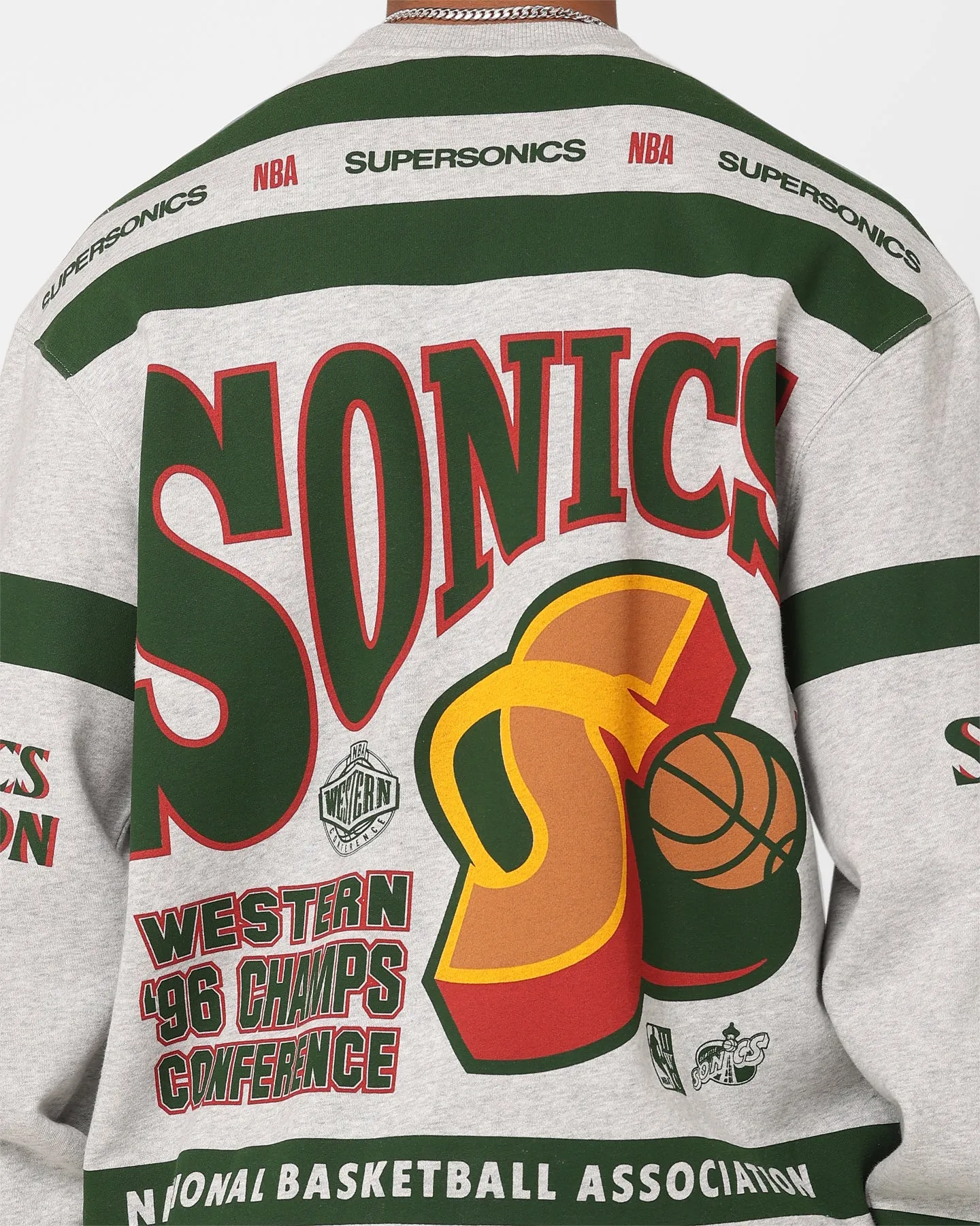 Mitchell & Ness Seattle SuperSonics League Crewneck Grey Marle