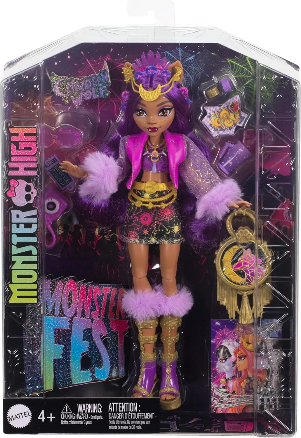 Monster High Clawdeen Wolf Doll with Glam Monster Fest Outfit and Festival Themed for kids 8-15 Years