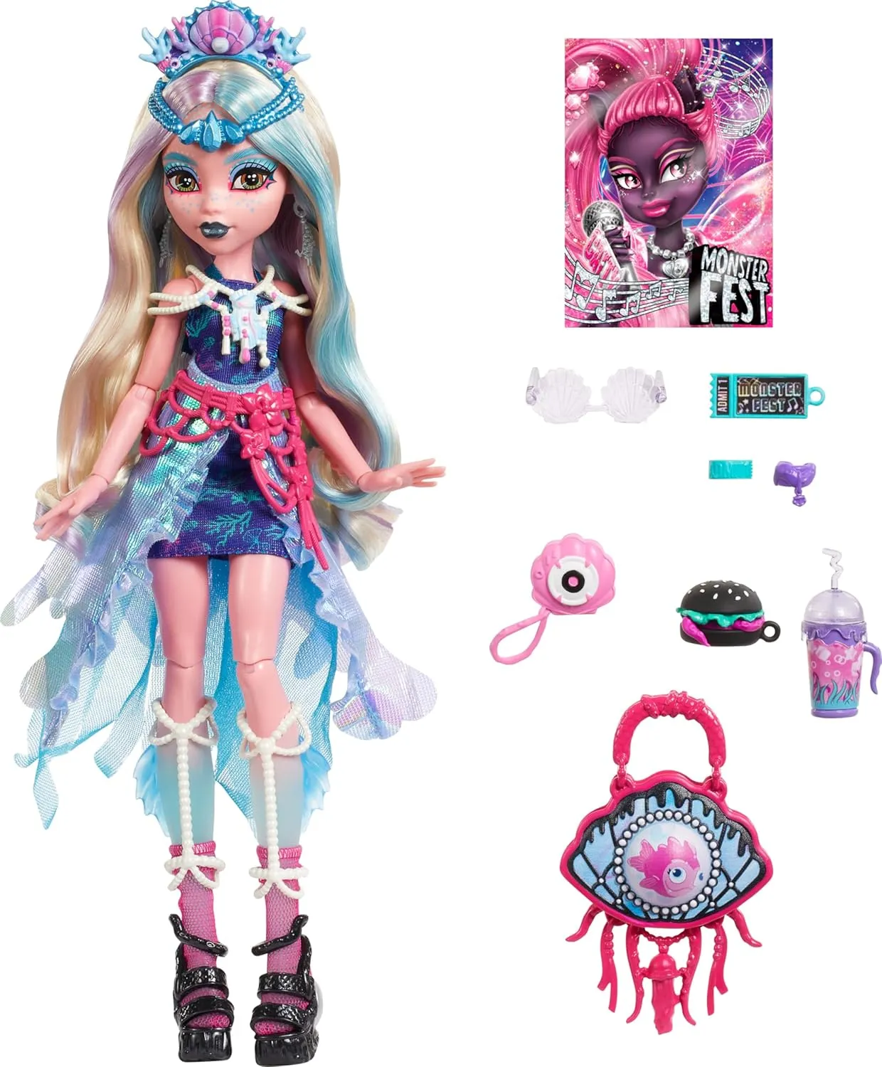 Monster High Lagoona Blue Doll with Glam Monster Fest Outfit and Festival Themed for kids 8-15 Years