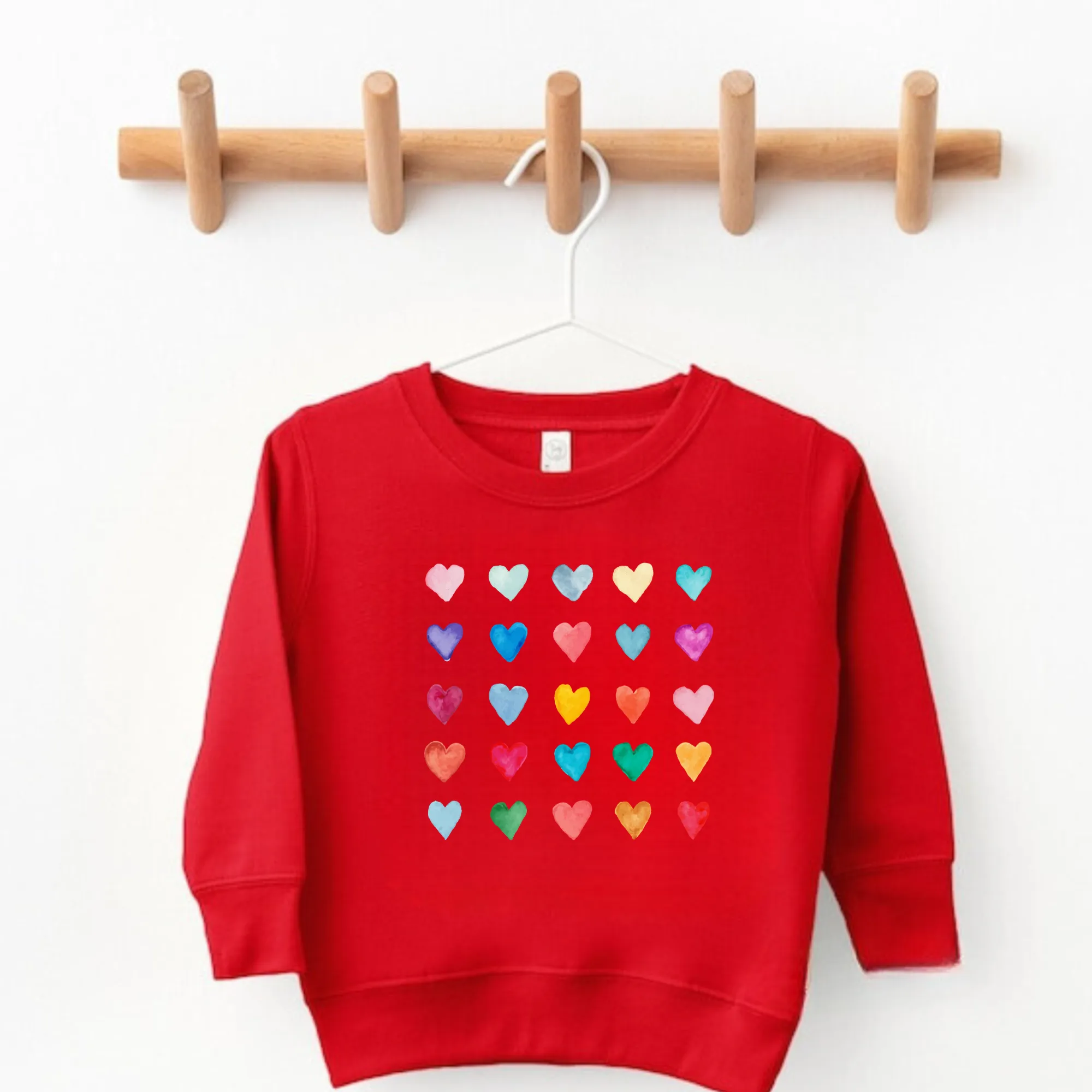 Multicolor Heart Valentine's Day Sweatshirt for Girls