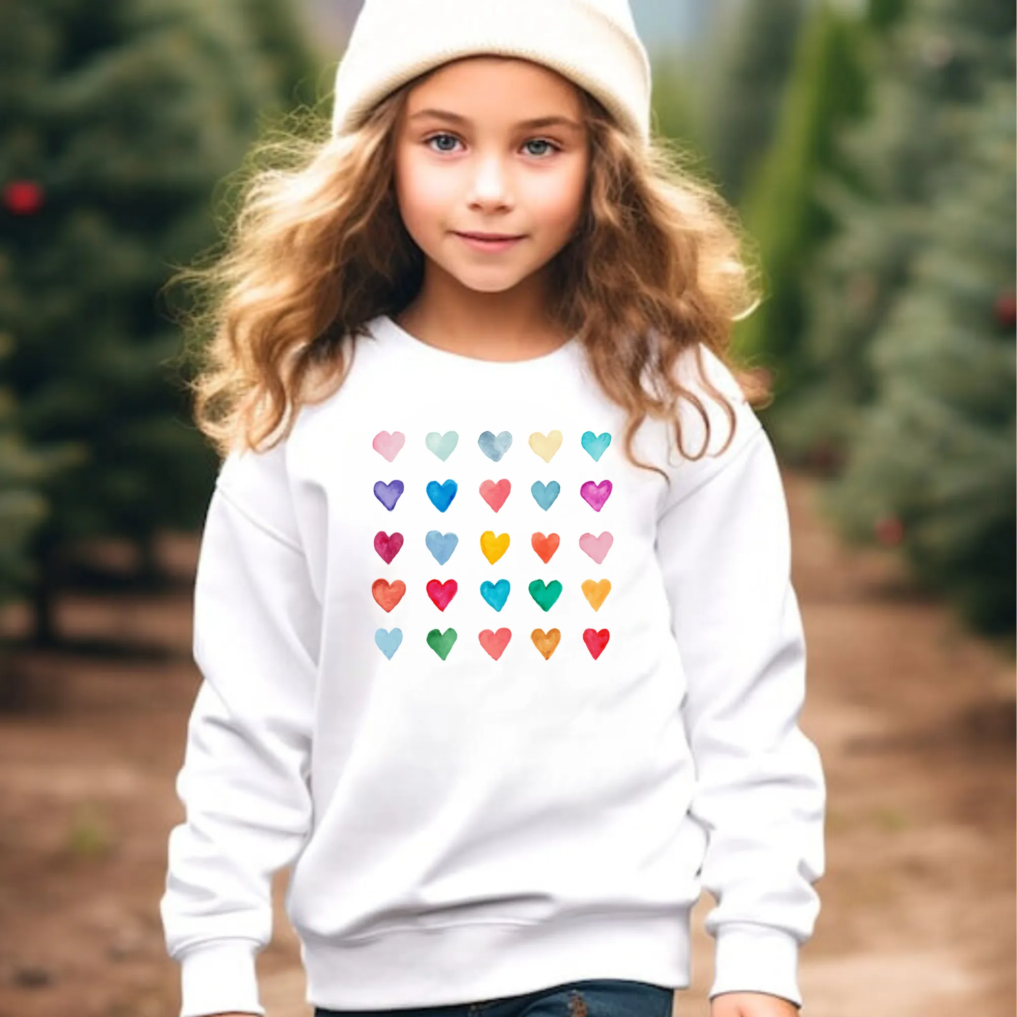 Multicolor Heart Valentine's Day Sweatshirt for Girls