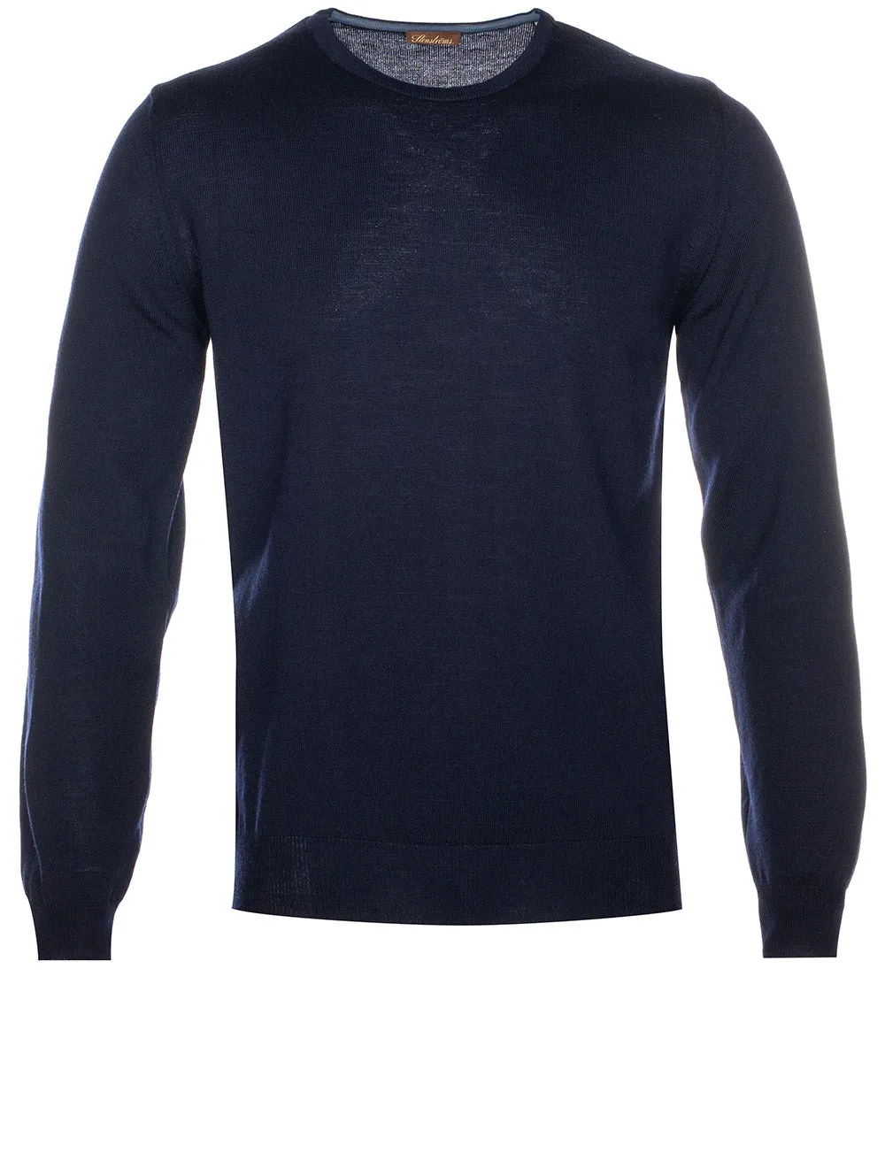 Navy Crewneck With Patch Marino Wool Jumper