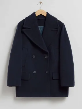 Navy relaxed pea coat