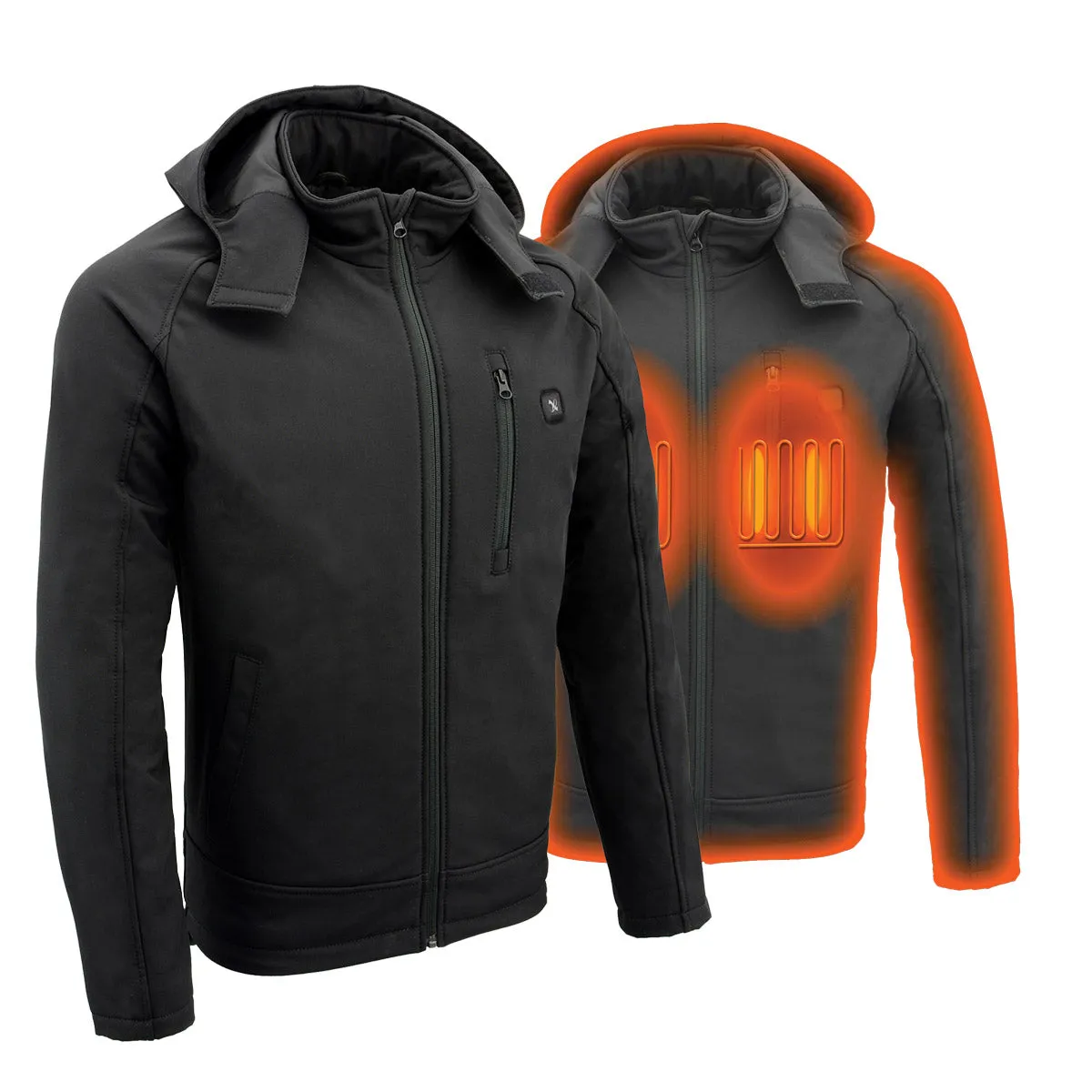 Nexgen Heat NXM1767SET Men's 'Ruffled' Black Soft Shell Heated Hooded