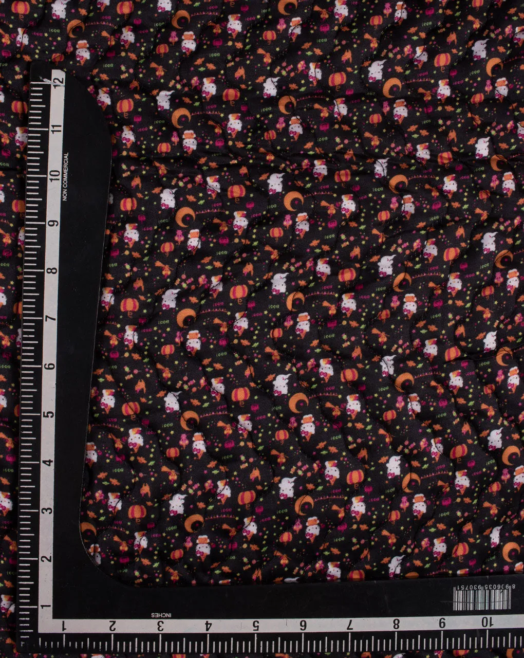 Objects Digital Print Modal Satin Quilted Fabric