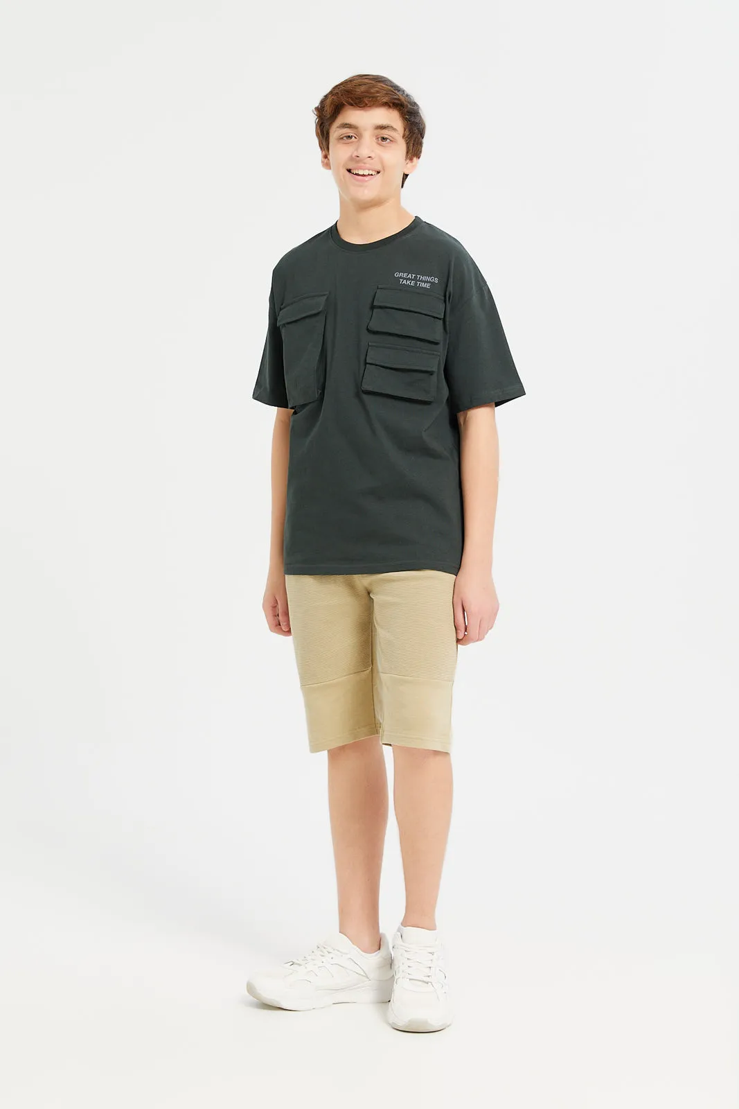 Olive 3 Pocket Oversize Tee