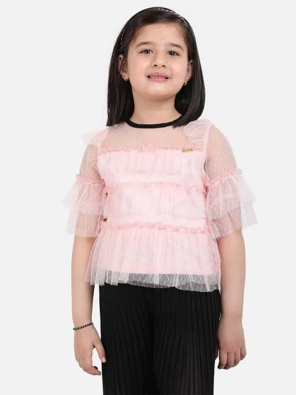 One Friday Pink Frill Top