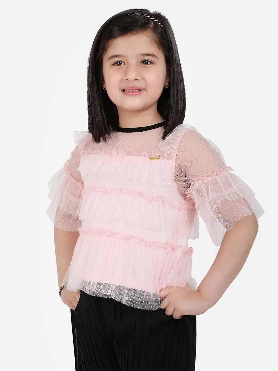 One Friday Pink Frill Top