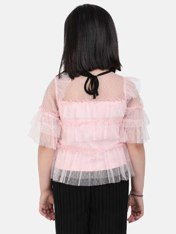 One Friday Pink Frill Top