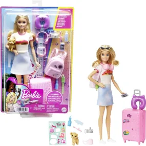 Original Barbie Doll and Accessories Travel Set With Puppy