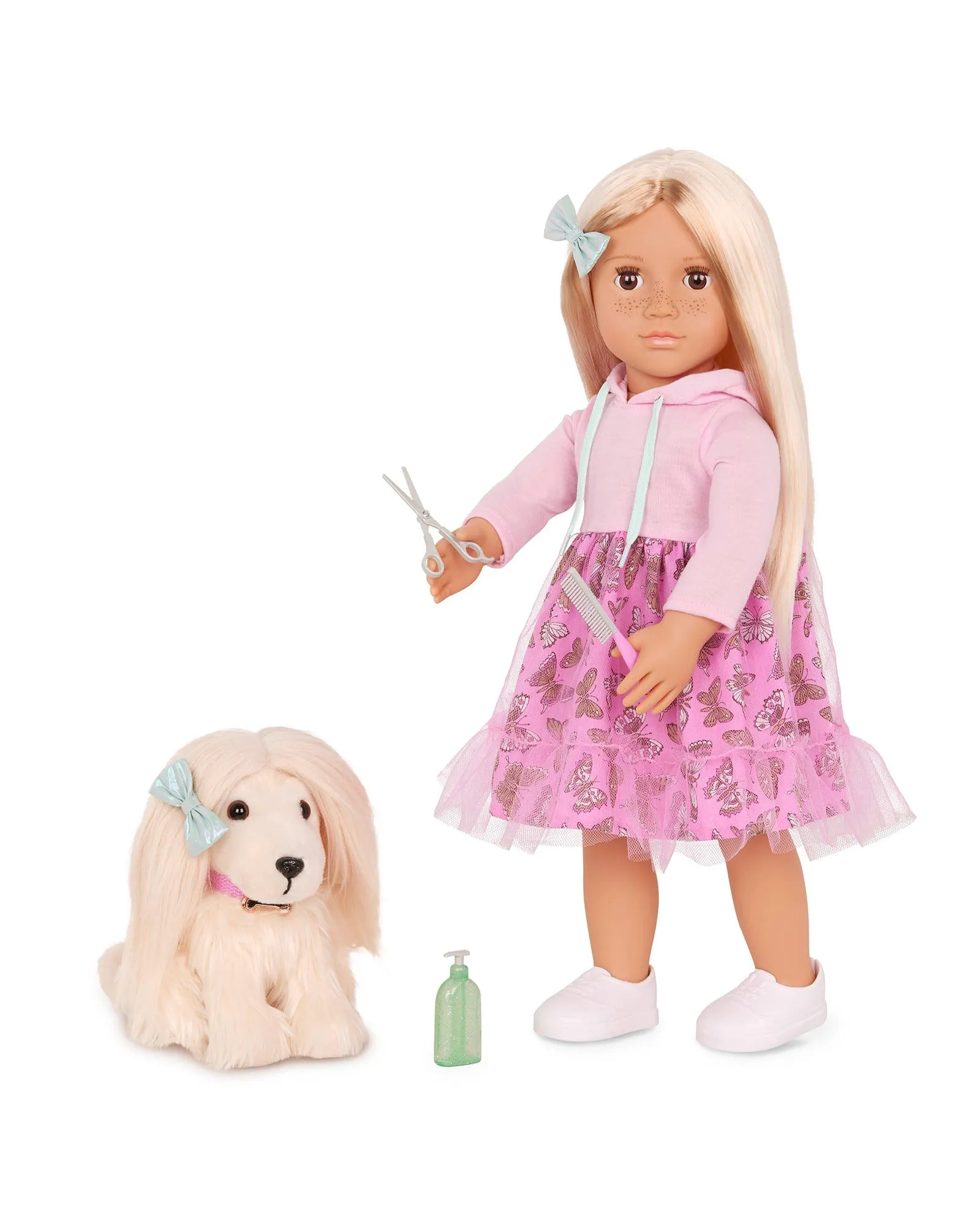 Our Generation Doll with Pet & Matching Hairstyles, Hattie & Bella