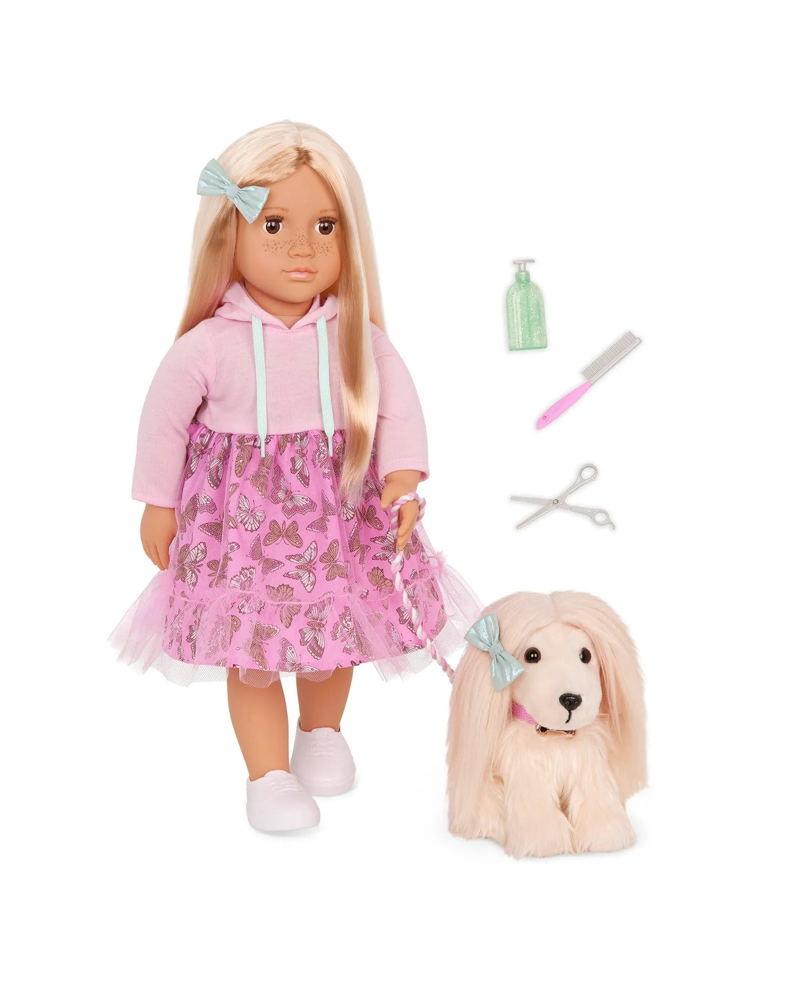 Our Generation Doll with Pet & Matching Hairstyles, Hattie & Bella