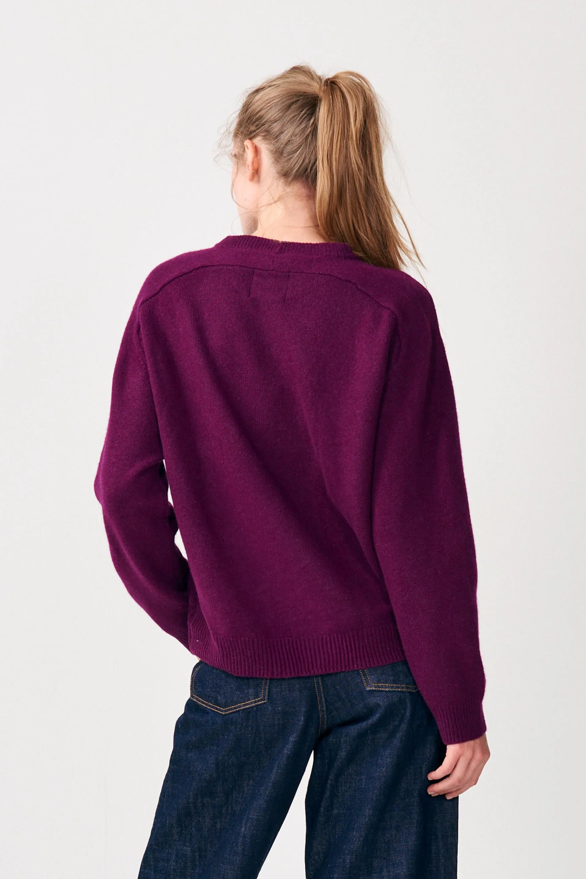 Oversize Heavy Cashmere Crew in Beetroot