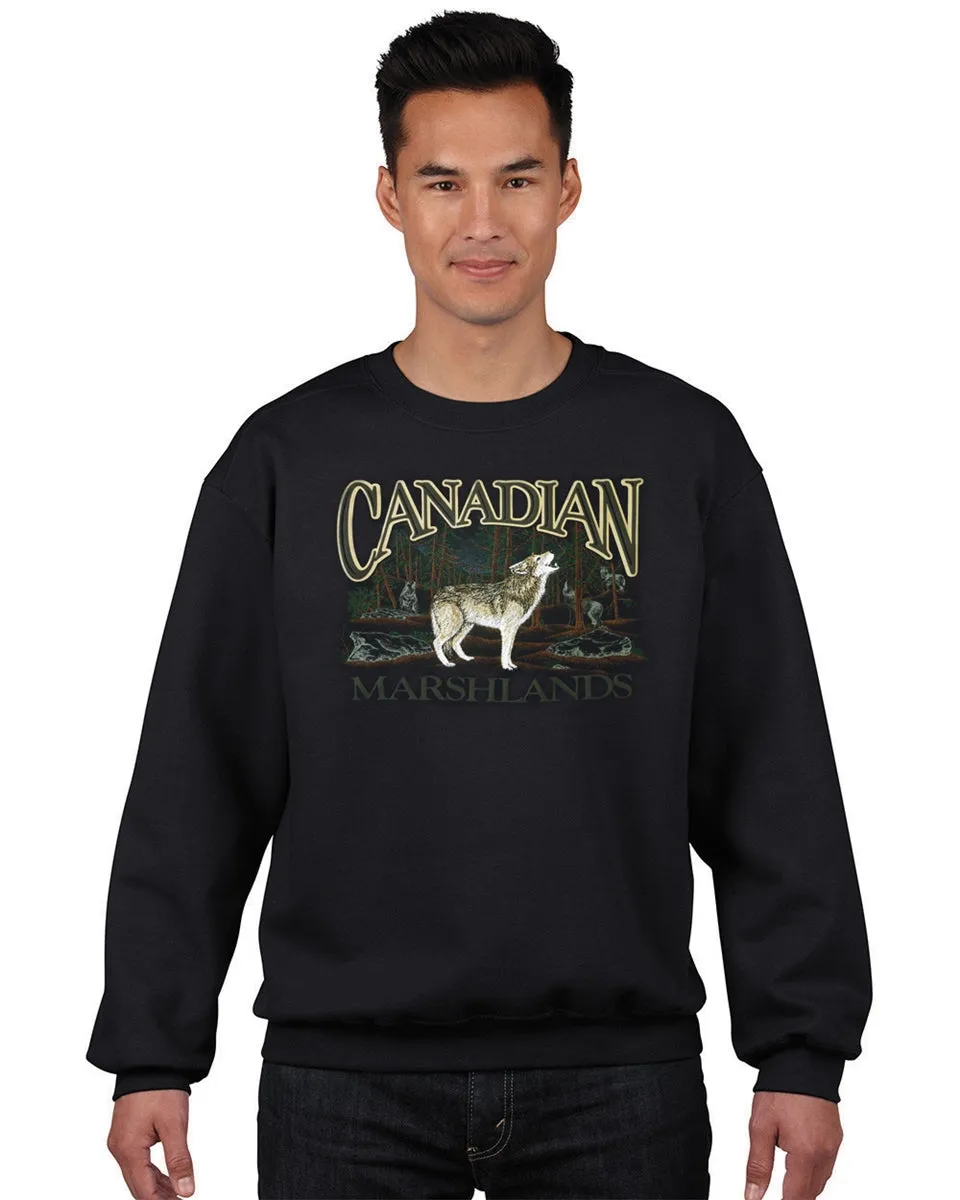 P551C BLK - RETRO CANADIAN CREWNECK, WOLF