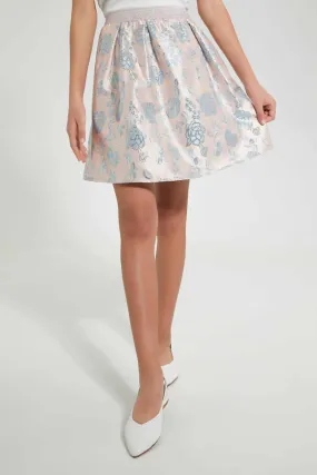 Pink Floral Skater Skirt