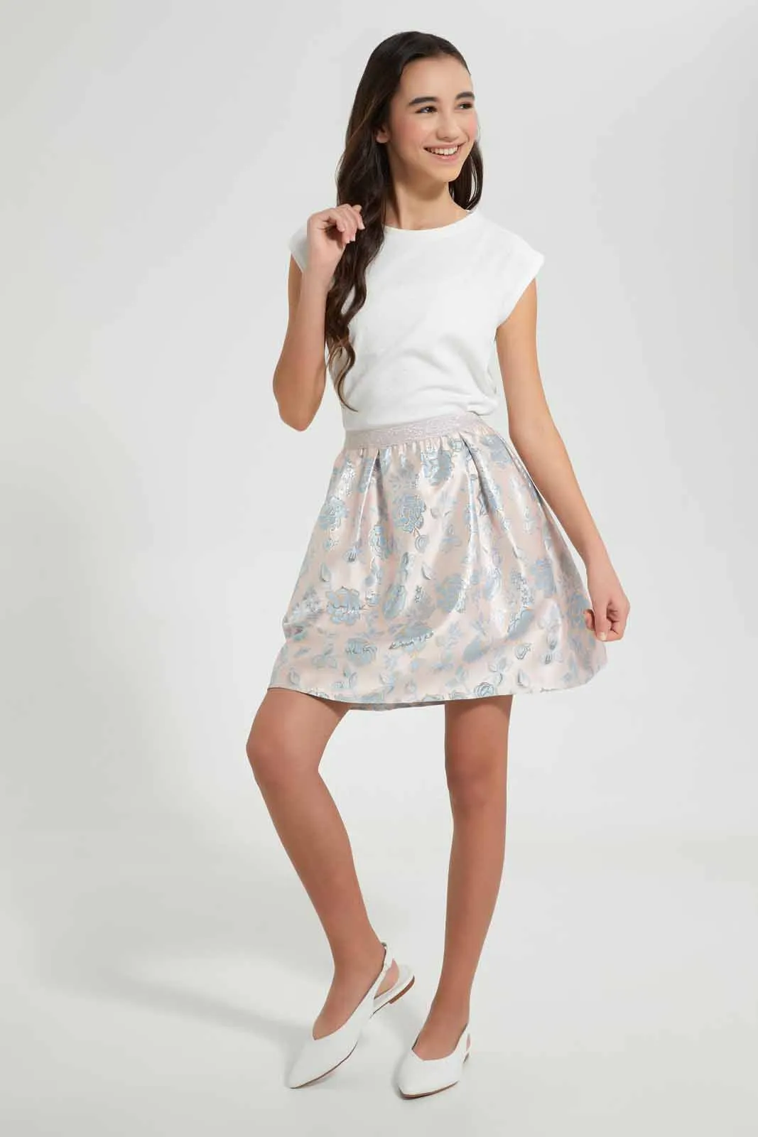 Pink Floral Skater Skirt