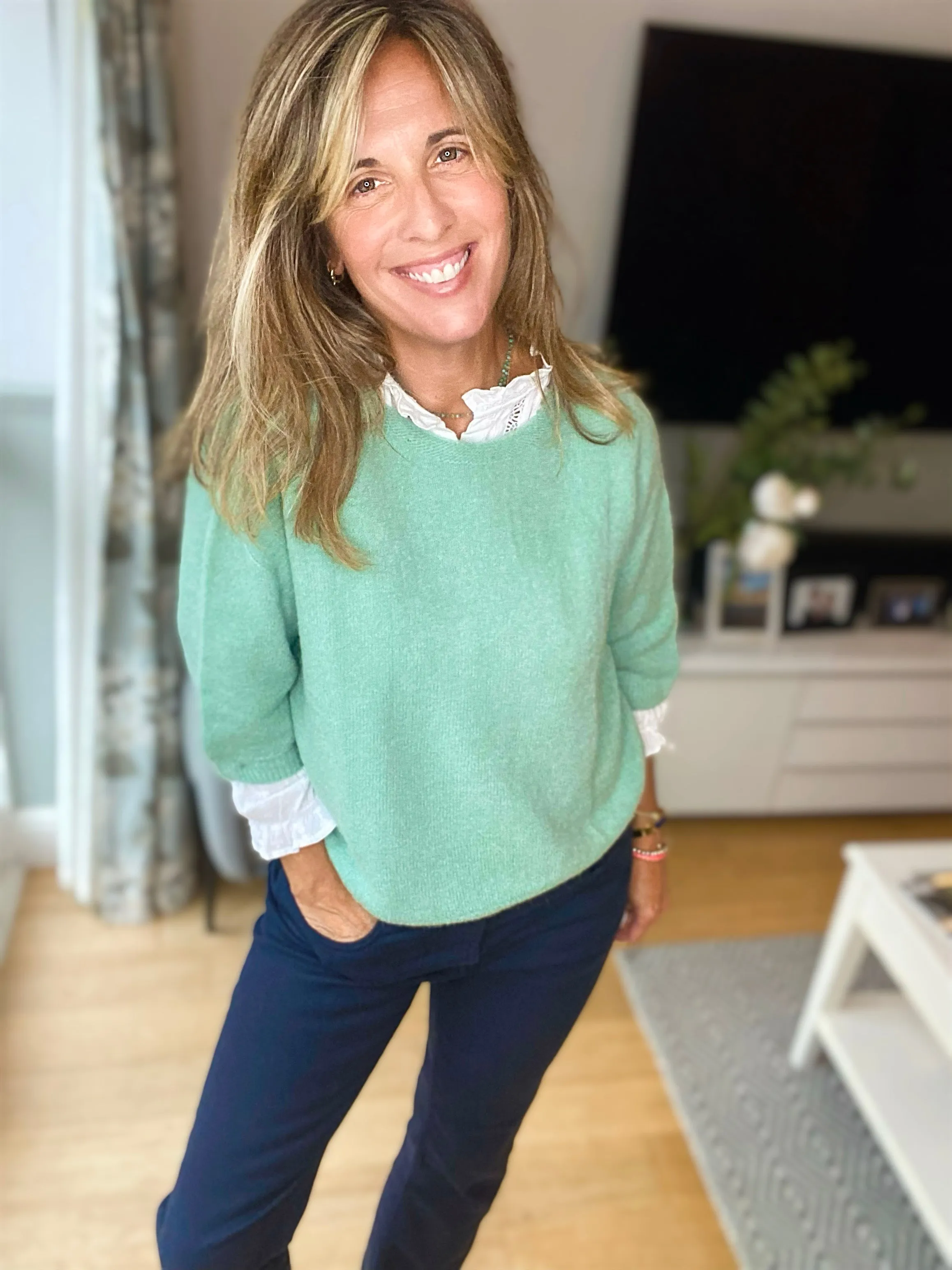 Pistachio cropped jumper