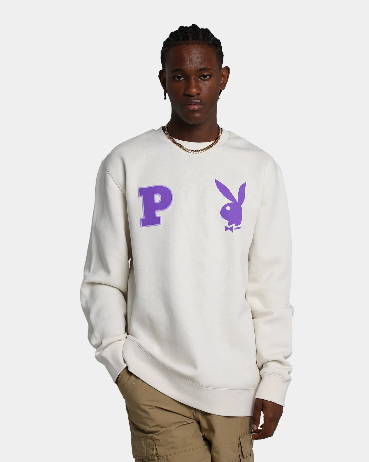 Playboy By Culture Kings Varsity Crewneck Ecru