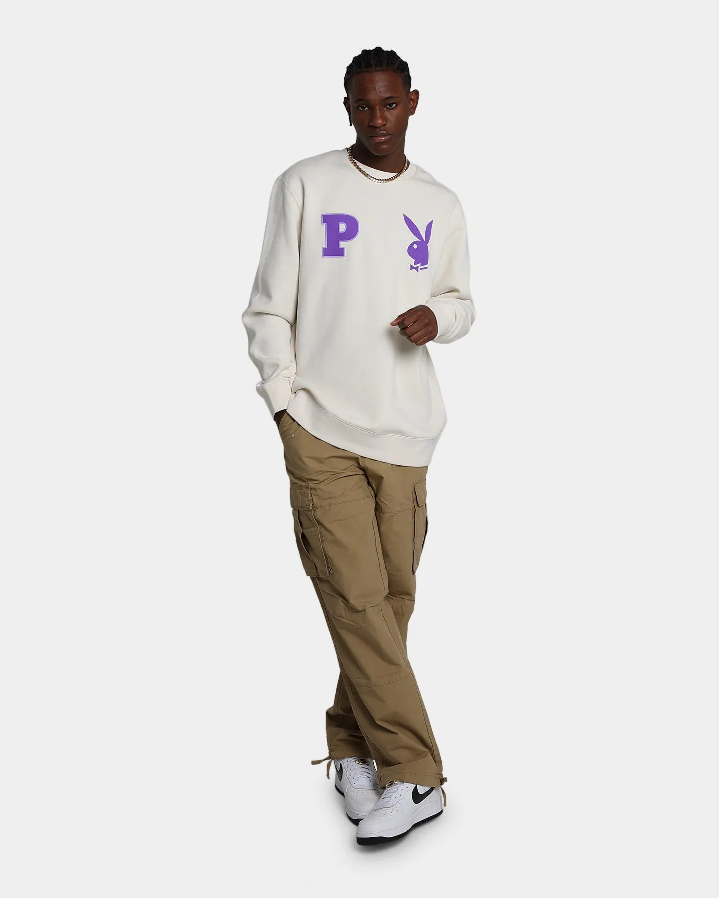 Playboy By Culture Kings Varsity Crewneck Ecru