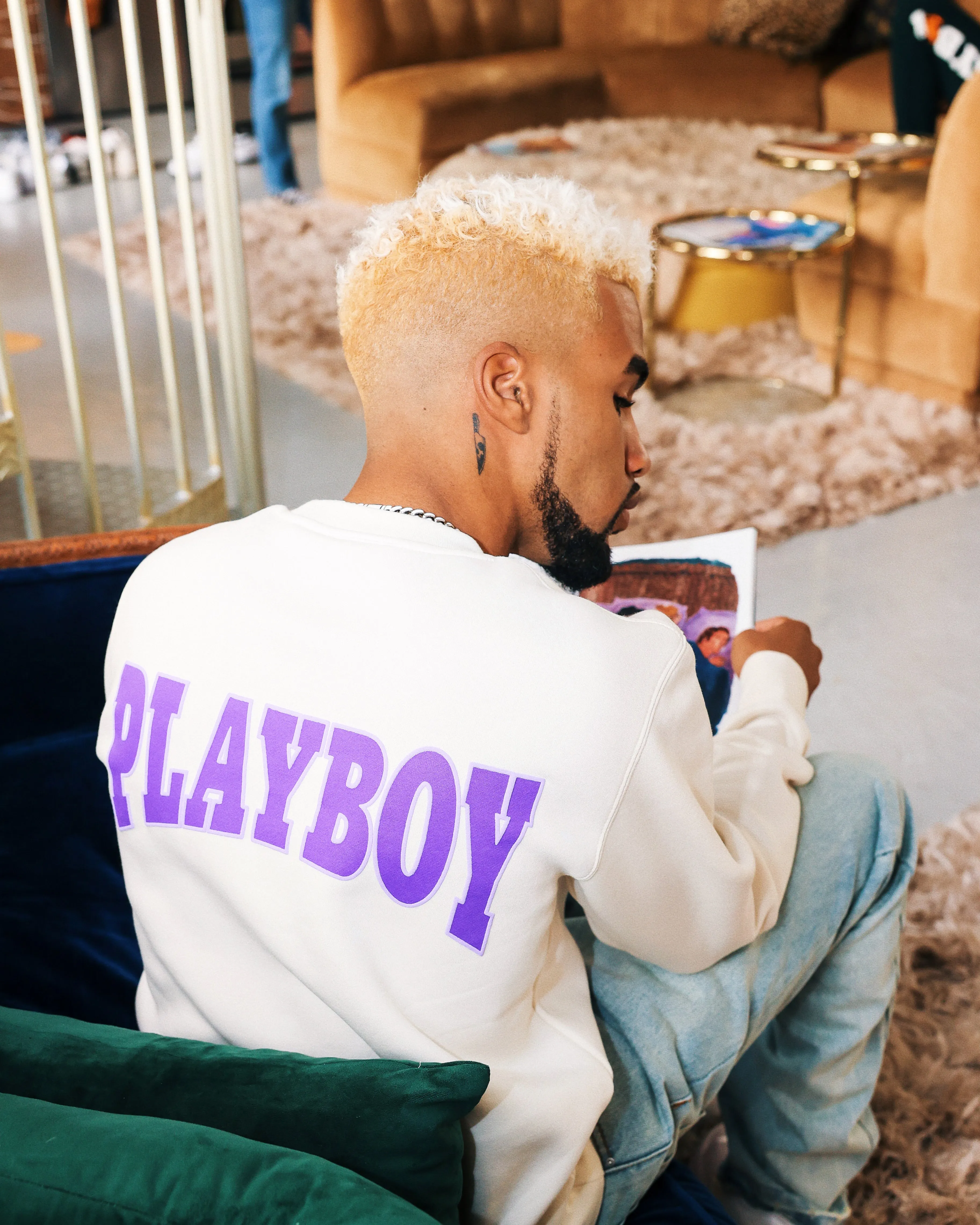 Playboy By Culture Kings Varsity Crewneck Ecru