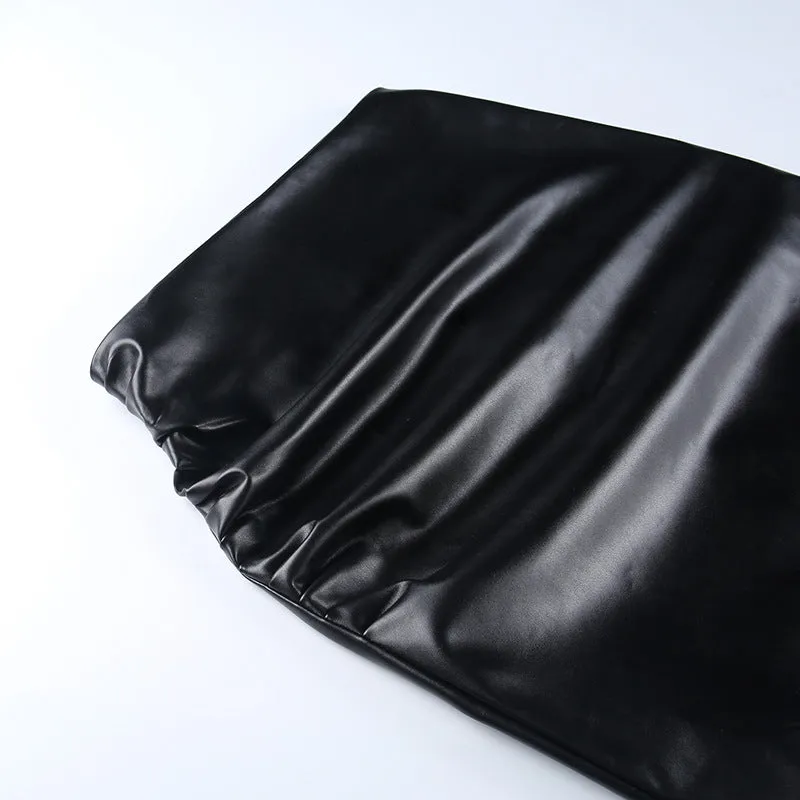 Pre Order:  Polyurethane Leather Back Slit Skirt