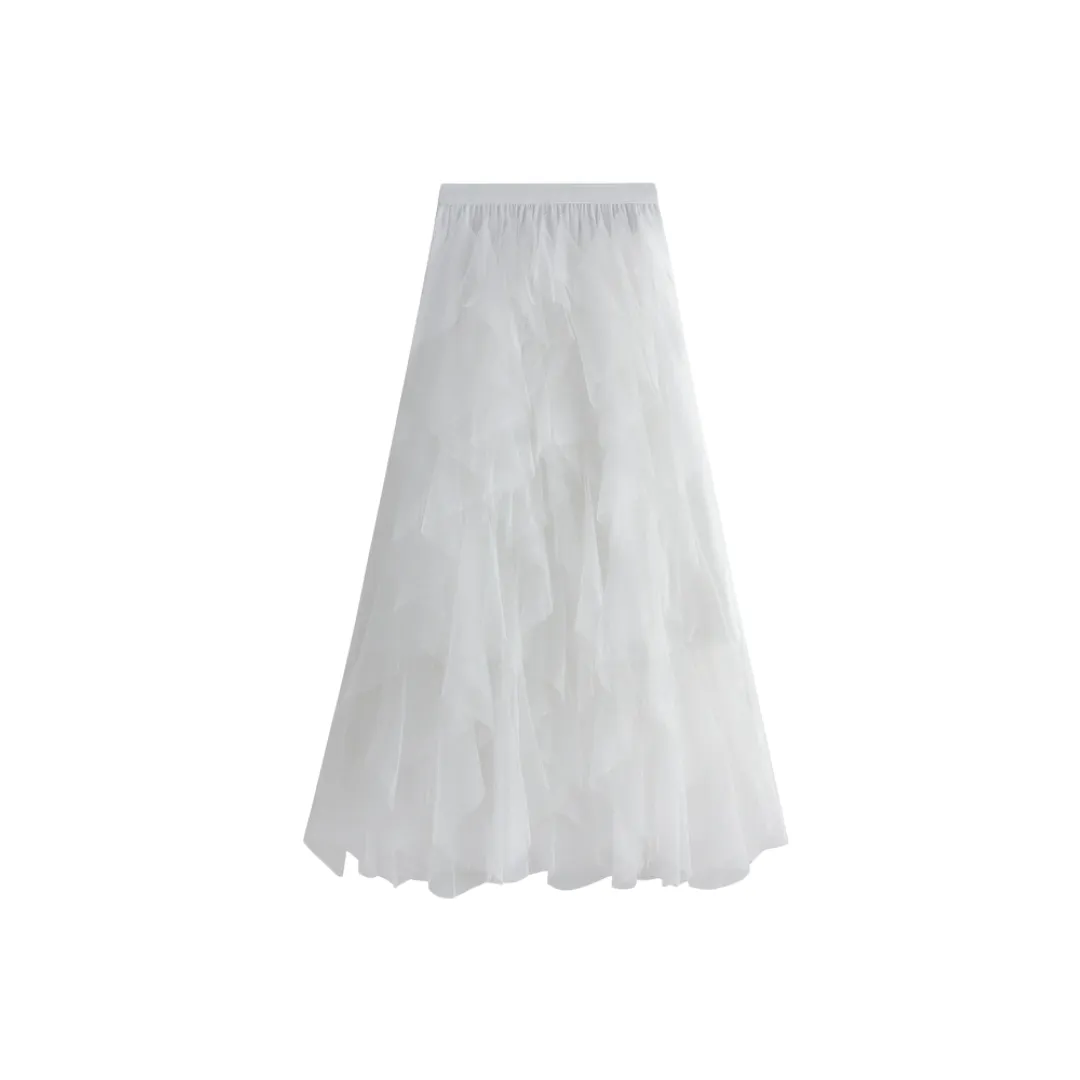 Pre Order:  Solid Pleated Tulle Maxi Skirt